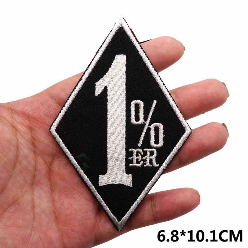 1%er iron on backing punk skull embroidered rider biker moto