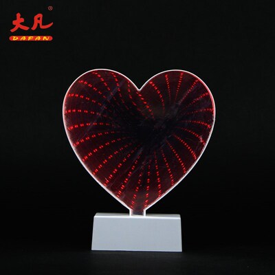 17CM love shape table infinity mirror panel led light batter