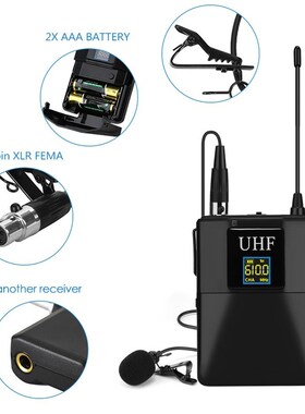 Professional UHF Wireless Lavalier Microphone 530 590MHz Re