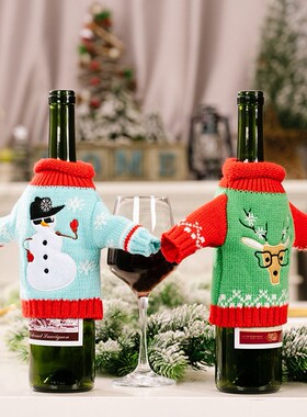 2021 Merry Christmas Clothes Red Wine Cover Table Holiday Se