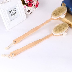 Long Wooden Handle Bath Body Brush Removable Bristle Exfolia