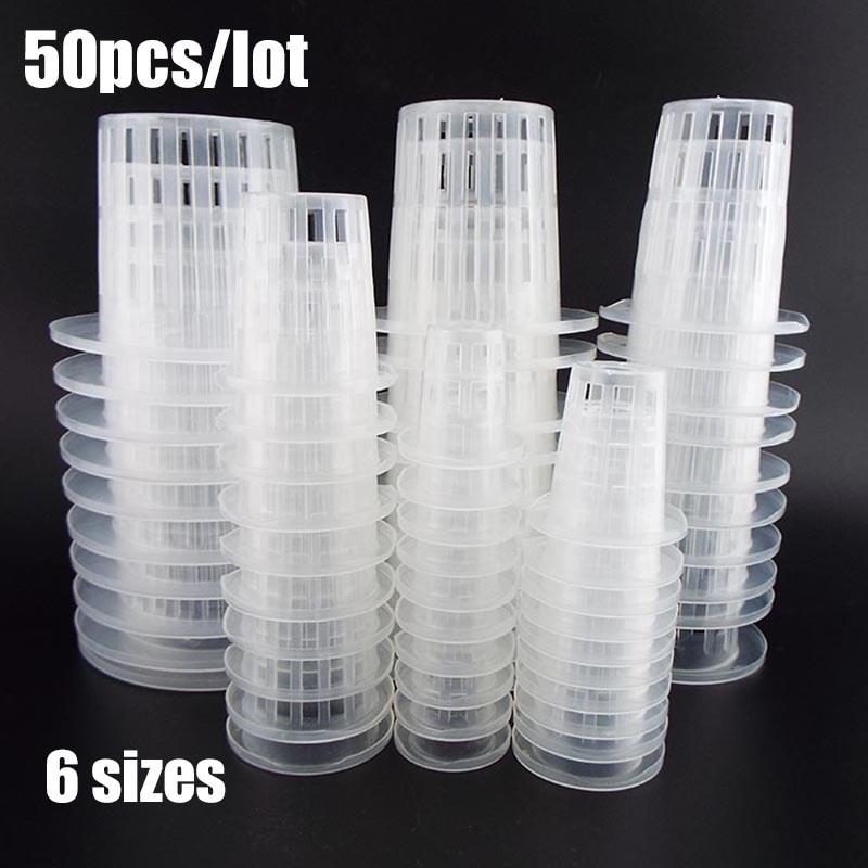 50Pcs plastic Plant Grow Pots Net Nursery Cup Hydroponic col