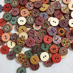 Hot Sale 50Pcs 15/20/25mm Retro Series Wood Buttons for Hand
