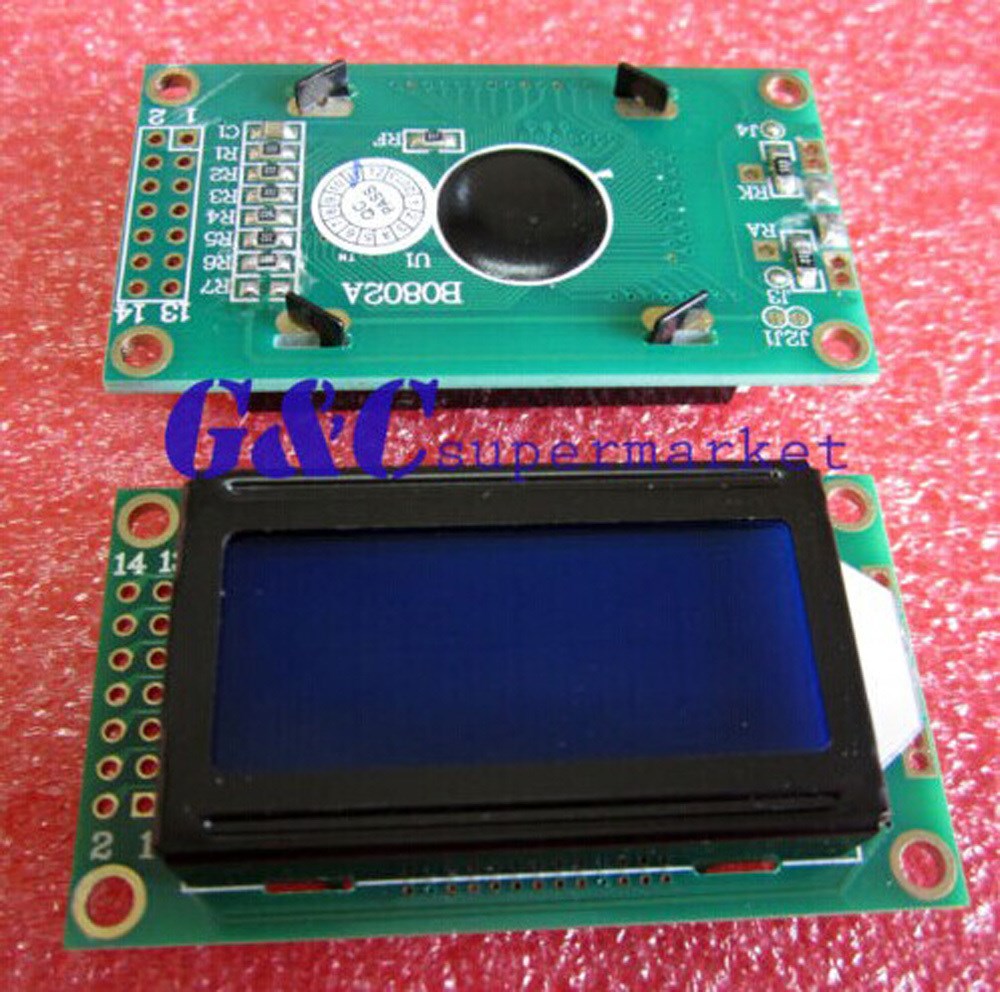 1PCS 0802 8X2 Character LCD Module Blue Backlight NEW Electr