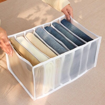 7 Grids Jeans Storage Box Closet Wardrobe Clothes Compartmen