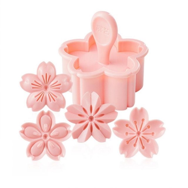 5pcs/set Cookie Mold Stamp Biscuit Mold Cutter Pink Blossom