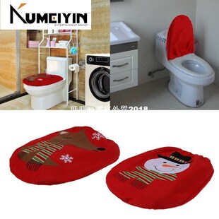 Santa Toilet Claus Seat Cover Rug Bathroom Decoration Gifts