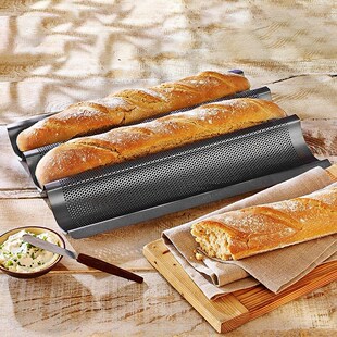 Nonstick French Bread Baking Mold Baguette Pan Wave Bread Ba