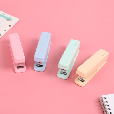JIANW10# Cute macarons color Stapler Creative Pure Color Bin