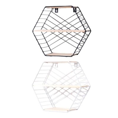 Wall Mounted Floating Shelf Modern Simple Geometry Wood Meta