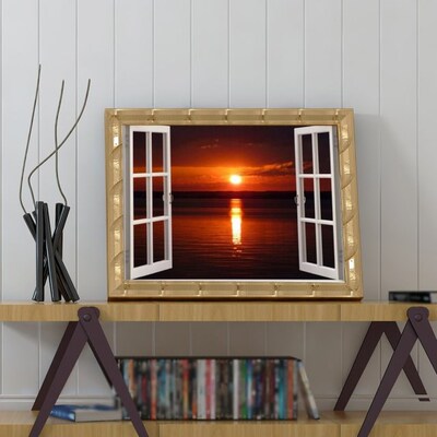 5D DIY Full Drill Round Diamond Painting Scenery Outside Win