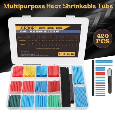 JERBOR 420pcs Assorted Polyolefin Heat Shrinkable Tubing Hol