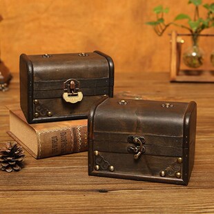 Wooden Box European Suitcase Vintage Box Gift Wooden Jewelry