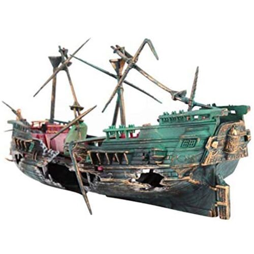 1pcs Aquarium Pirate Ship Broken Wreck Aquarium Decoration A