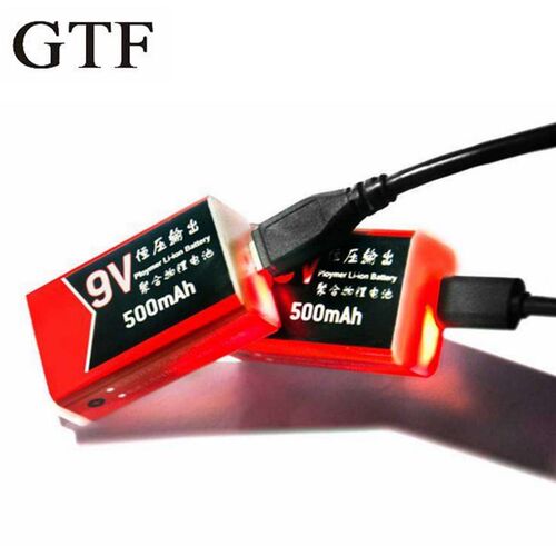 9V 500mAh USB Battery Li-polymer Rechargeable battery for Mu