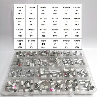 230Pcs DIP Solid Electrolytic Capacitor 6.3V 10V 16V 25V 35V
