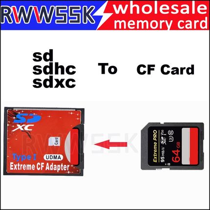 SD SDHC SDXC card to CF Compact Flash Type I SD to CF card A