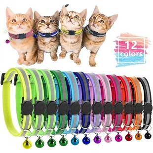 12pcs Pet  Kitten Collar Neck Strap Adjustable Safety Ref