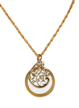 Fashion Women Hollow Magnify Glass Vine Rhinestone Pendant