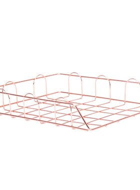 Rose Gold File Tray Magazine Organizer Desk Set Metal Storag