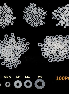 100Pcs White Plastic Nylon Washer M2 M2.5 M3 M4 M5 M6 M8 Pla