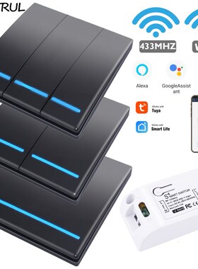 Tuya Smart Life APP WiFi 1/2/3 Gang  push Switch Light RF 43