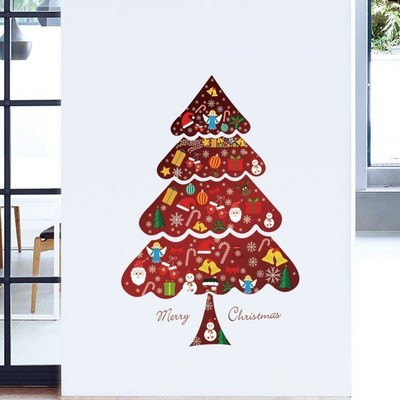 Christmas Wall Stickers Xmas Tree Self-adhesive PVC Removabl