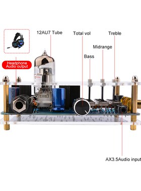 12AU7 Tube Headphone Amplifier Stereo Class A Audio Amp Tube