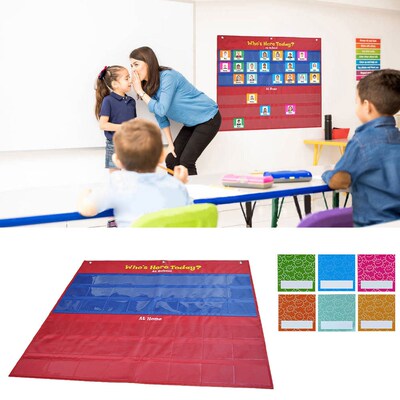 School Classroom Attendance Pocket Chart with 72 Color Cards