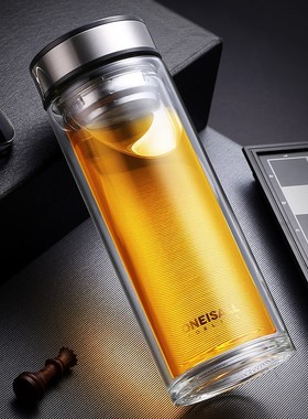 Glass Water Bottle 500ML Stainless Steel Tea Infuser Leakpro