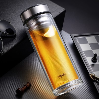 Glass Water Bottle 500ML Stainless Steel Tea Infuser Leakpro