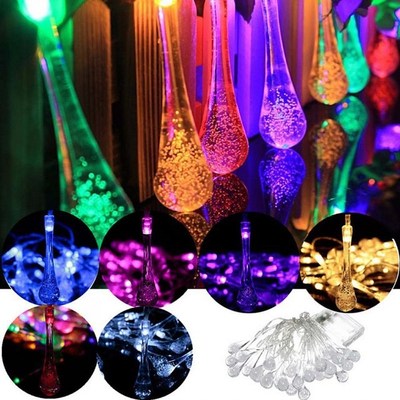 LED Solar String Lights Colorful Glass Bubble Bulb Fairy Gar