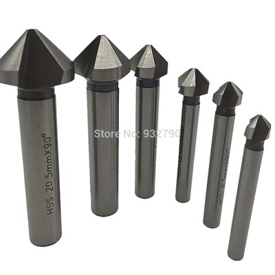 6pcs 3 Flute 90 Degree Hss Chamfer Cutter Bit Chamfering Dri