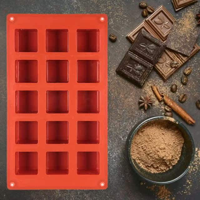 15 Cavity Square Shape Chocolate Maker Mold Baking Mousse Ca