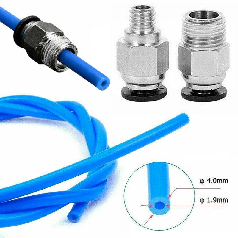 1M PTFE Tube Tubing w/PC4-M6+PC4-M10 Fittings Connector Re