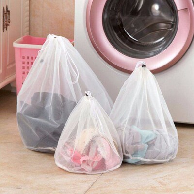 1 PCS 3 sizes Mesh Laundry Wash Bags Foldable Delicates Ling