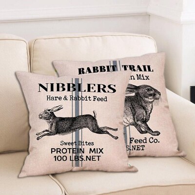 Spring Easter Pillow Covers Decorative Cushion Sofa Rabbit P