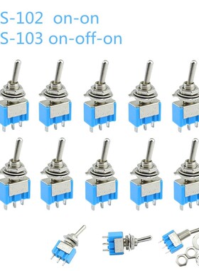 10pc/LOT Blue Mini MTS-102 3-Pin SPDT ON-ON 6A 125VAC Miniat
