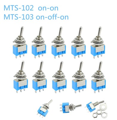 10pc/LOT Blue Mini MTS-102 3-Pin SPDT ON-ON 6A 125VAC Miniat