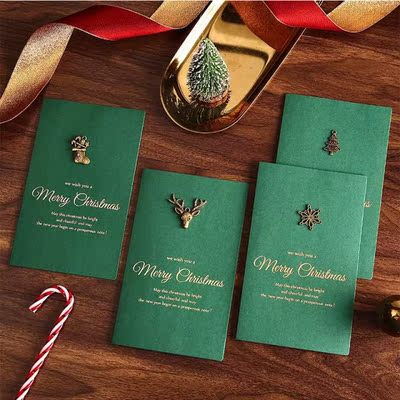 4Pcs/Set Gold Embossed Chrismas Card Greeting Cards Merry Xm