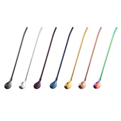 Paille longue en acier inoxydable  7 pièces, paille à boi