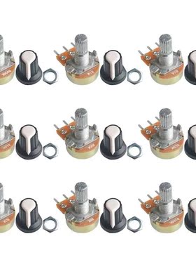9 PCS(1pc*9 Value) Linear Potentiometer 15mm Shaft With Nuts