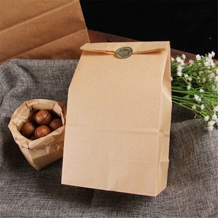 10pcs Brown Kraft Paper Bags Biscuits Packaging Wrapping Sup