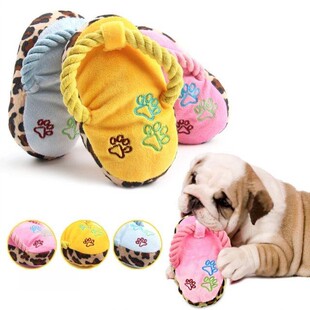 Plush Dog Toys Slippers Shoes Shape Puppy Dogs Cats Squeeze