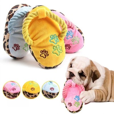 Plush Dog Toys Slippers Shoes Shape Puppy Dogs Cats Squeeze
