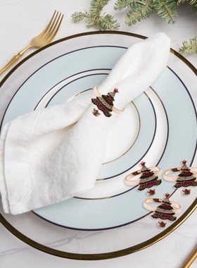 6pcs Metal Christmas Tree Napkin Rings Bow Flower Wreath Mou