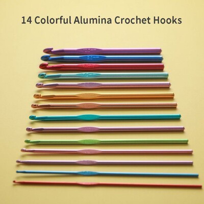 14pcs Metal Handle Crochet Hook Knitting Needles Set Crochet