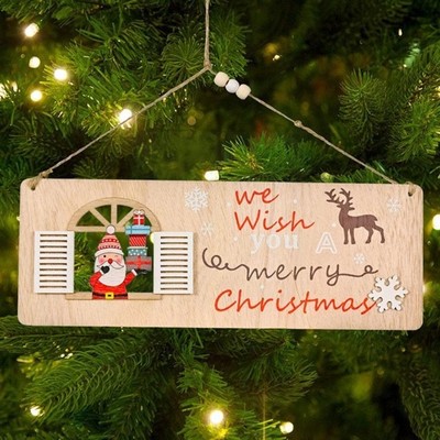 Christmas Wooden Pendant Hanging Door Decorations Santa Tree