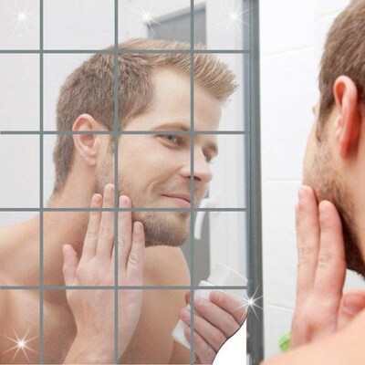 16pcs/set Mirror Wall Stickers Self-adhesive Tiles Furniture