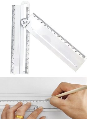 30cm Transparent Rectangle Ruler Protractor Student Statione